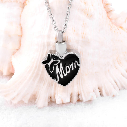 "Mom in My Heart" Cremation Urn Necklace – Memorial Keepsake Pendant