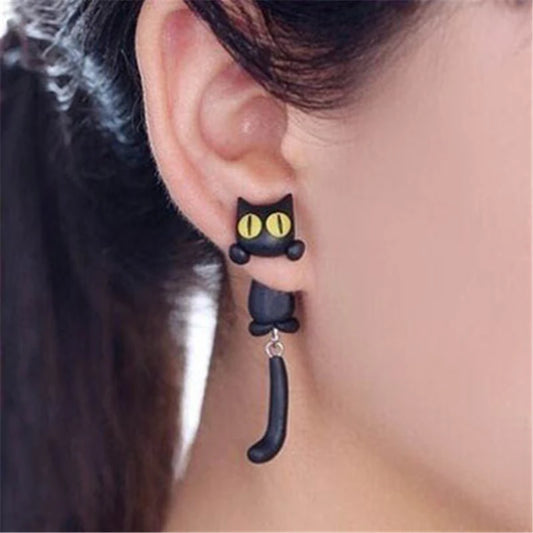 Adorable 3D Handmade Cat Stud Earrings for Women