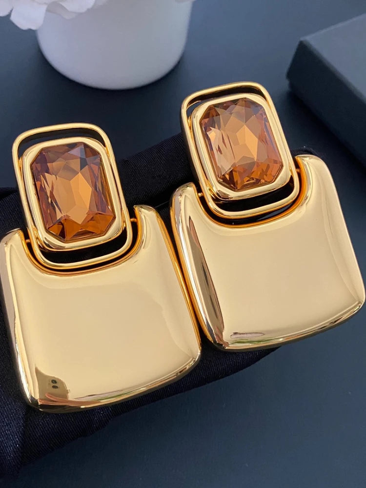 Trendy Gold-Plated Square Drop Earrings