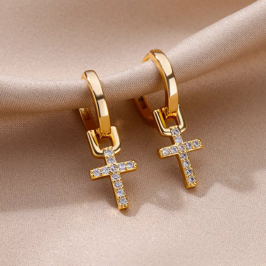 Elegant Cross-Shaped Dangle Earrings for Women