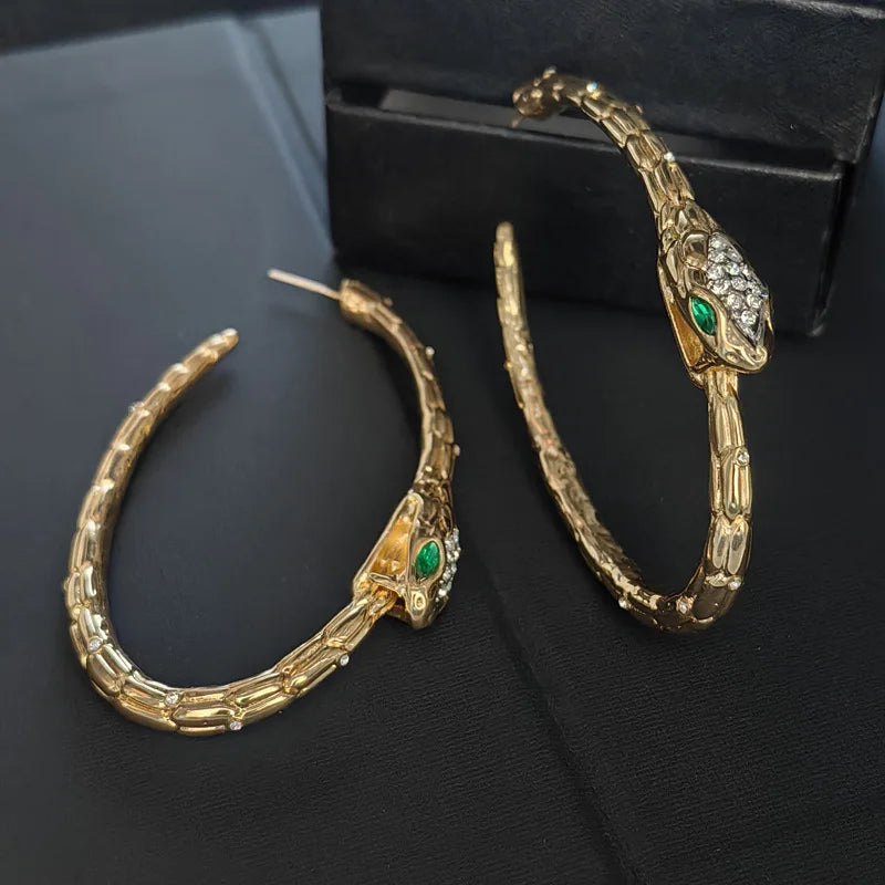 Vintage Snake Head Hoop Earrings