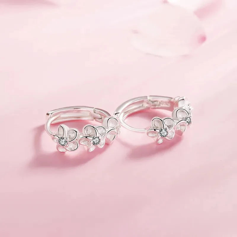 Crystal Zircon Flower Hoop Earrings