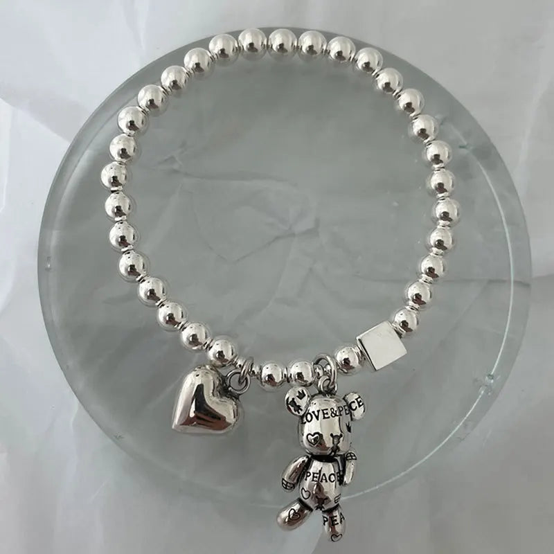 Bear Charm Sterling Silver Bracelet