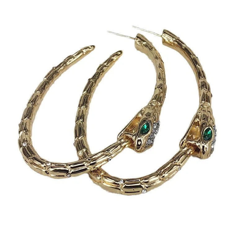 Vintage Snake Head Hoop Earrings