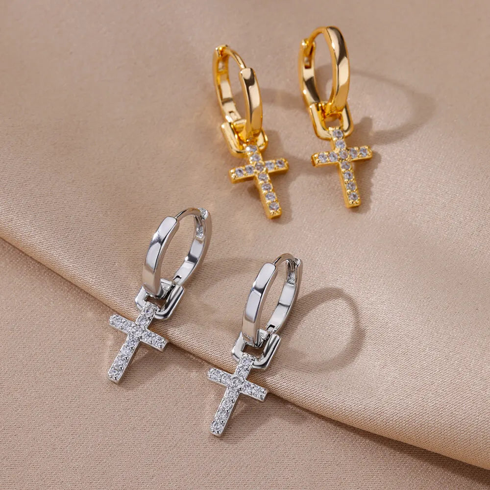 Elegant Cross-Shaped Dangle Earrings for Women