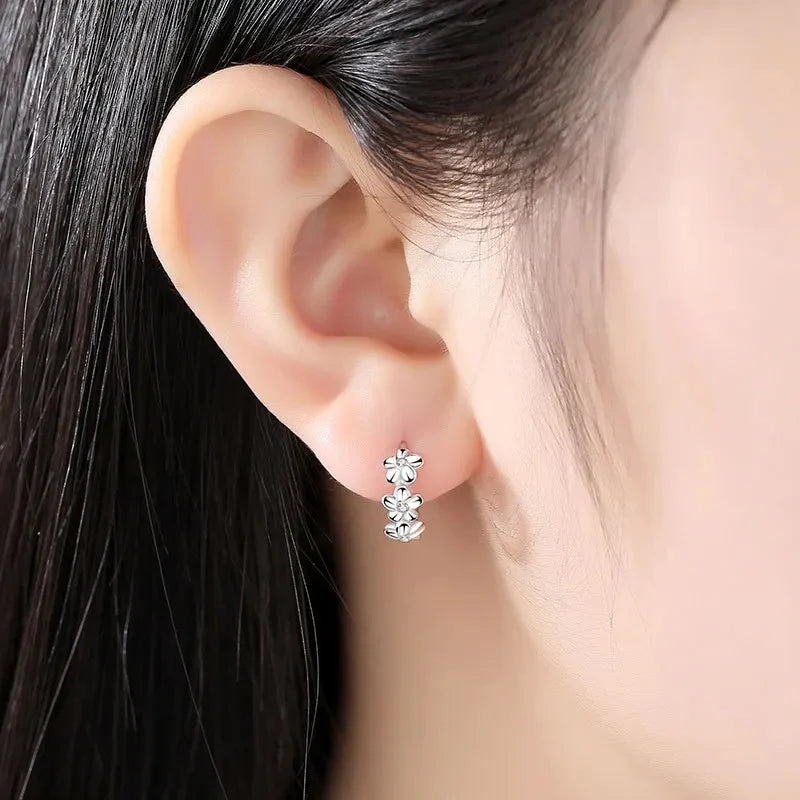 Crystal Zircon Flower Hoop Earrings