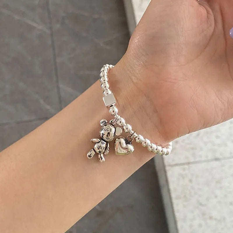 Bear Charm Sterling Silver Bracelet