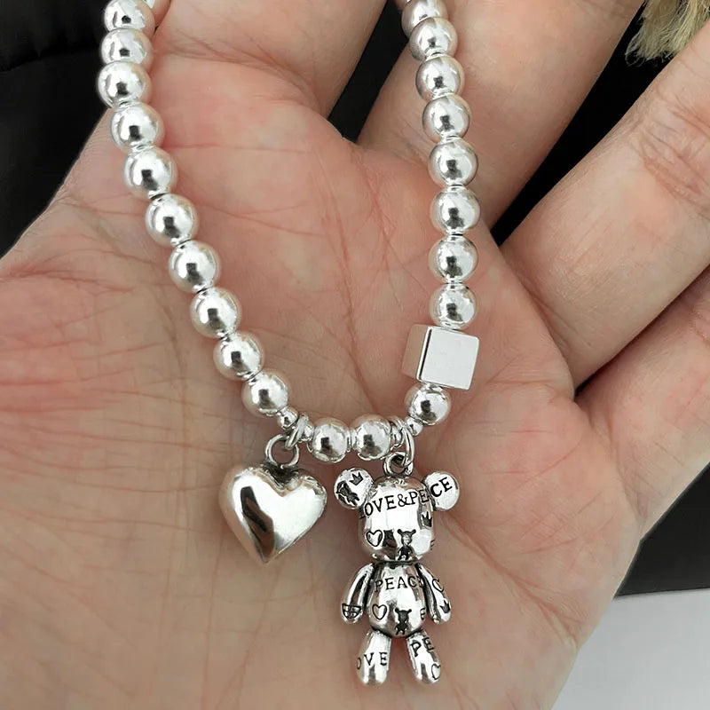 Bear Charm Sterling Silver Bracelet