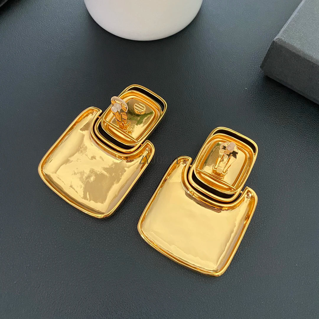 Trendy Gold-Plated Square Drop Earrings