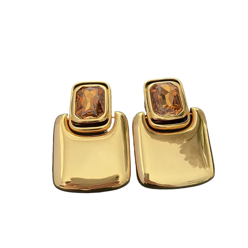 Trendy Gold-Plated Square Drop Earrings