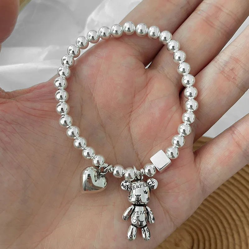 Bear Charm Sterling Silver Bracelet