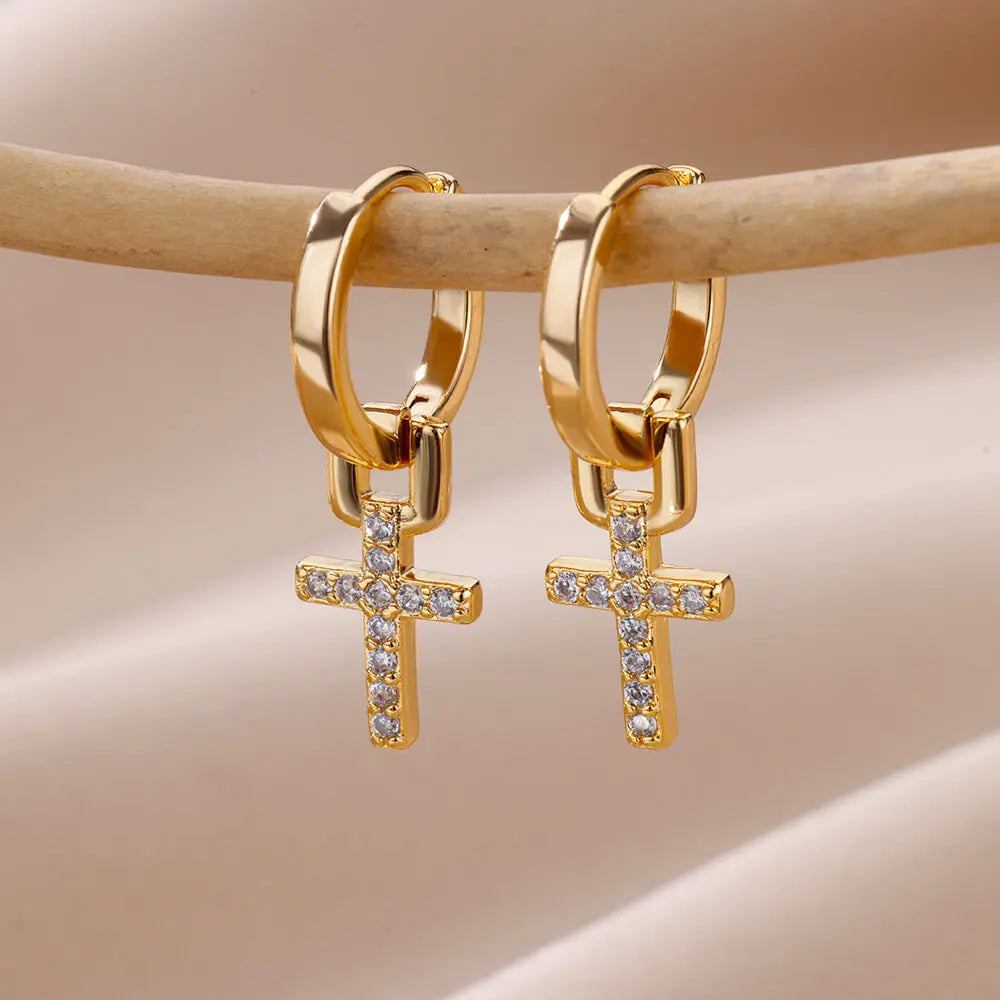 Elegant Cross-Shaped Dangle Earrings for Women