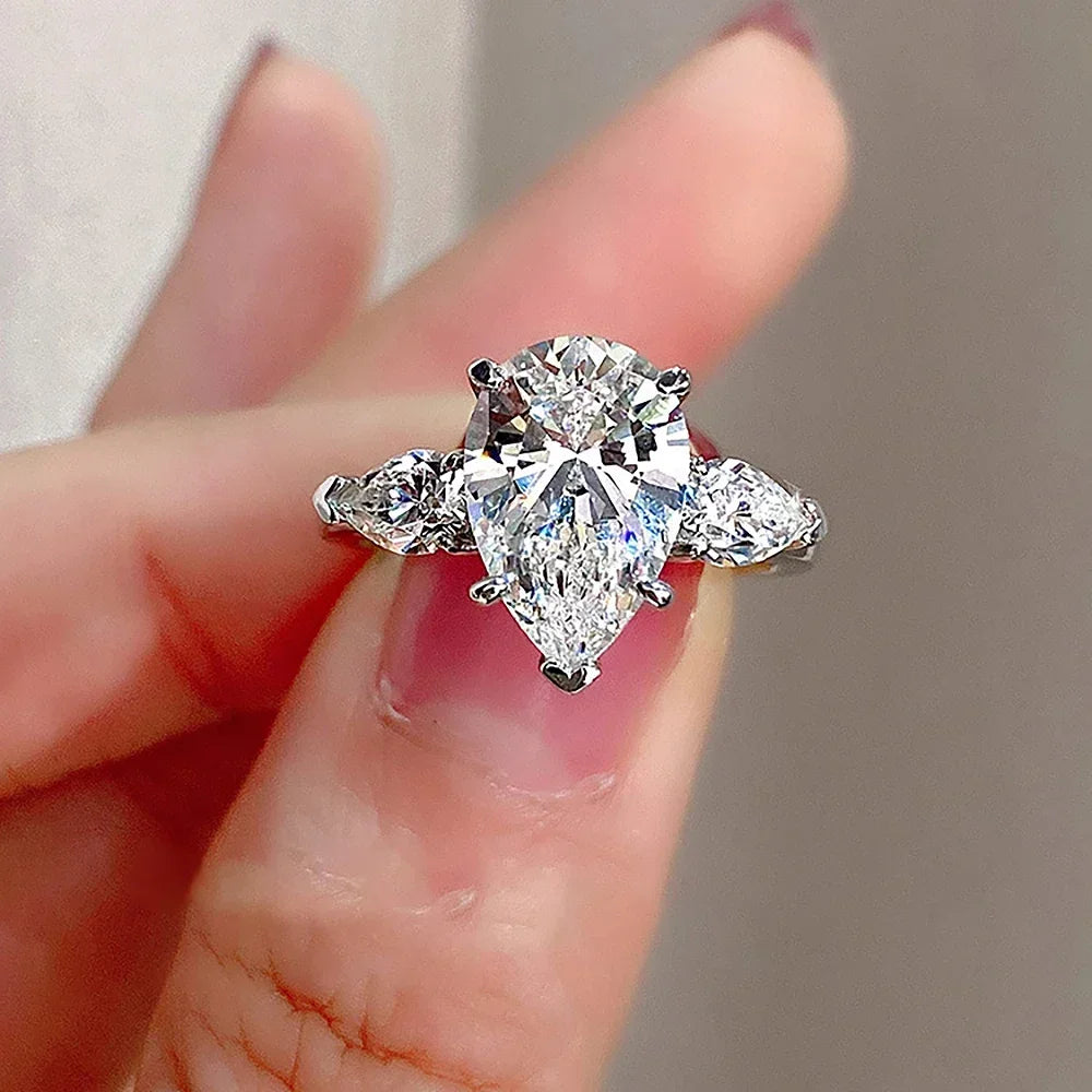 3 Carat Waterdrop Moissanite Engagement Ring