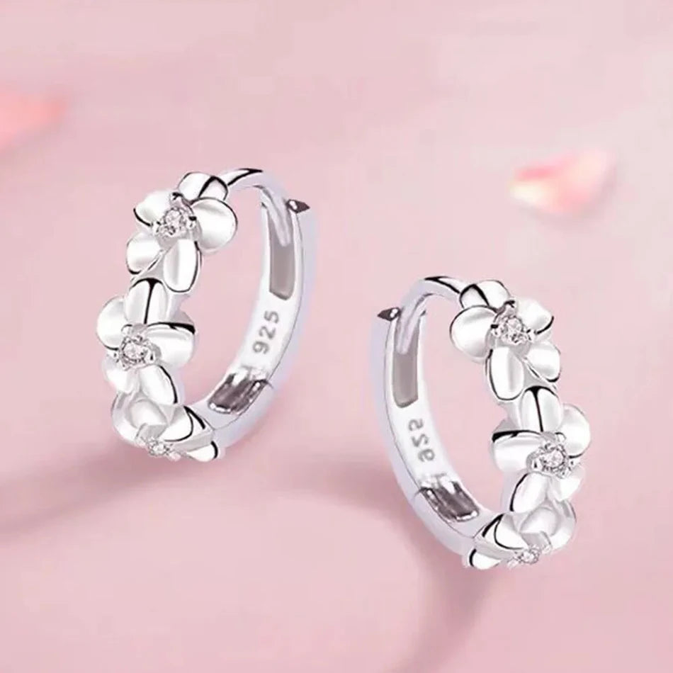 Crystal Zircon Flower Hoop Earrings