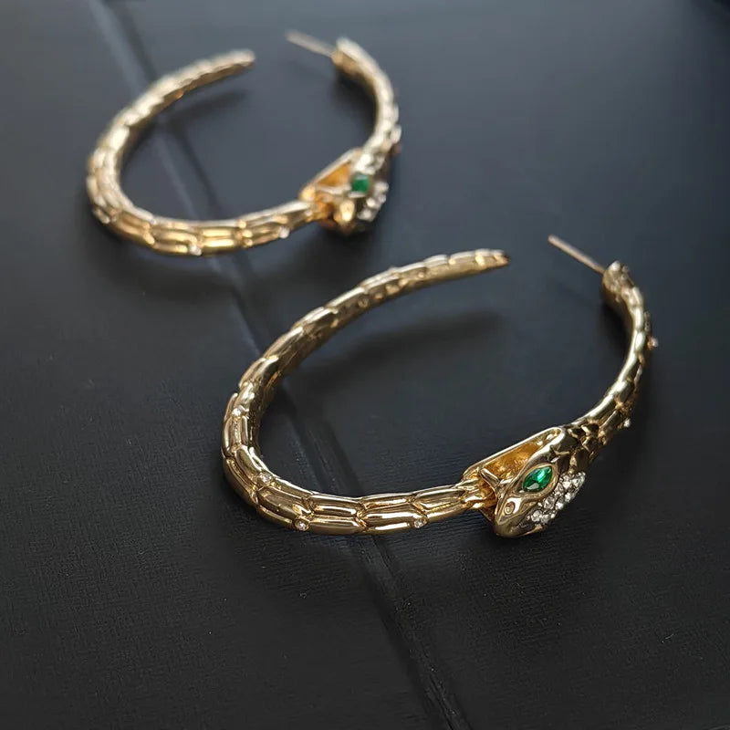 Vintage Snake Head Hoop Earrings