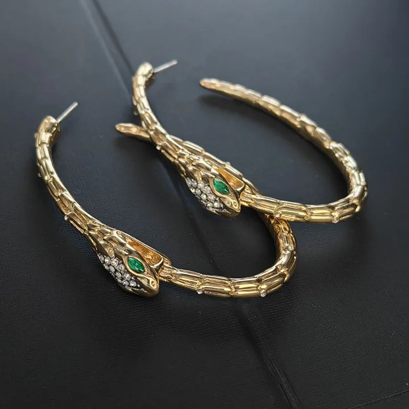 Vintage Snake Head Hoop Earrings