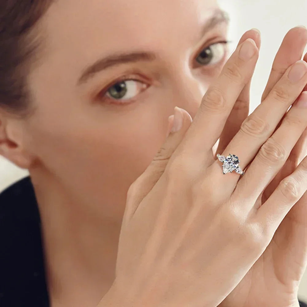 3 Carat Waterdrop Moissanite Engagement Ring